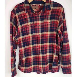 Orvis Mens Size XL Plaid Flannel Shacket Long Sleeve Button Up Pockets